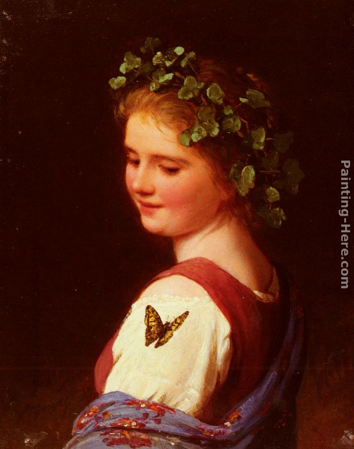 The Butterfly painting - Johann Georg Meyer von Bremen The Butterfly art painting